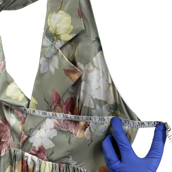 Forest Wardrobe NWT Womens M Floral Halter Midi Dress Ruffle Corset Back Retro - Picture 10 of 16